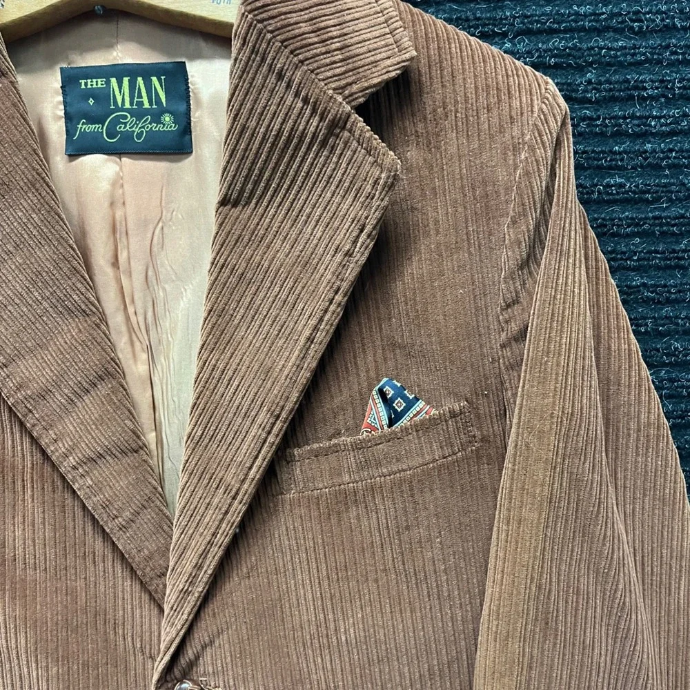 The Man from California Vintage Brown Corduroy Blazer Sport Coat 40R 70s